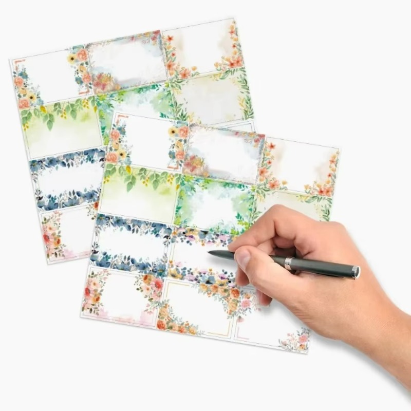 Food Storage Labels - 120Pcs Floral Blank Writable Labels Self