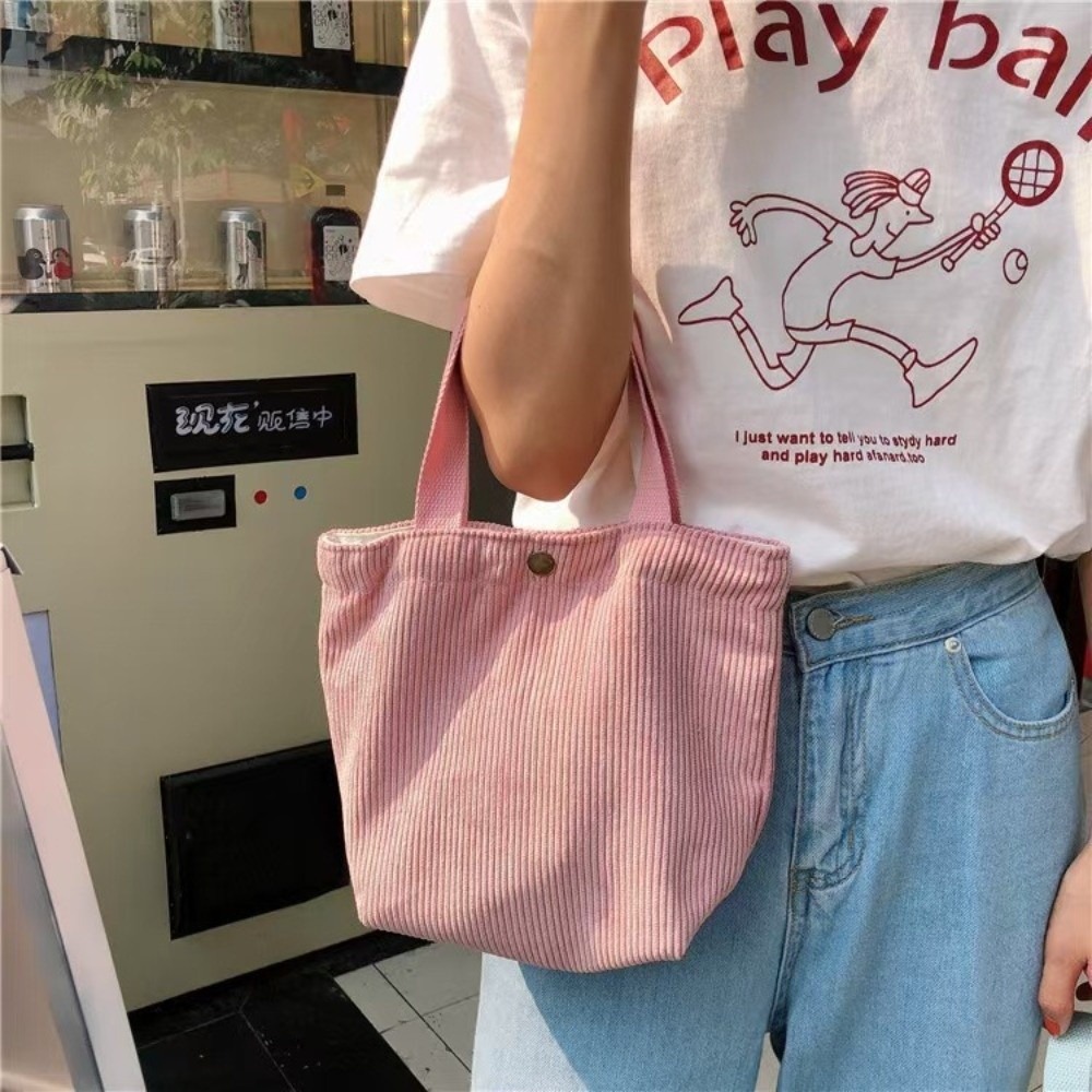 Food Storage Bag - Trendy Corduroy Lunch Bag Cotton Cloth