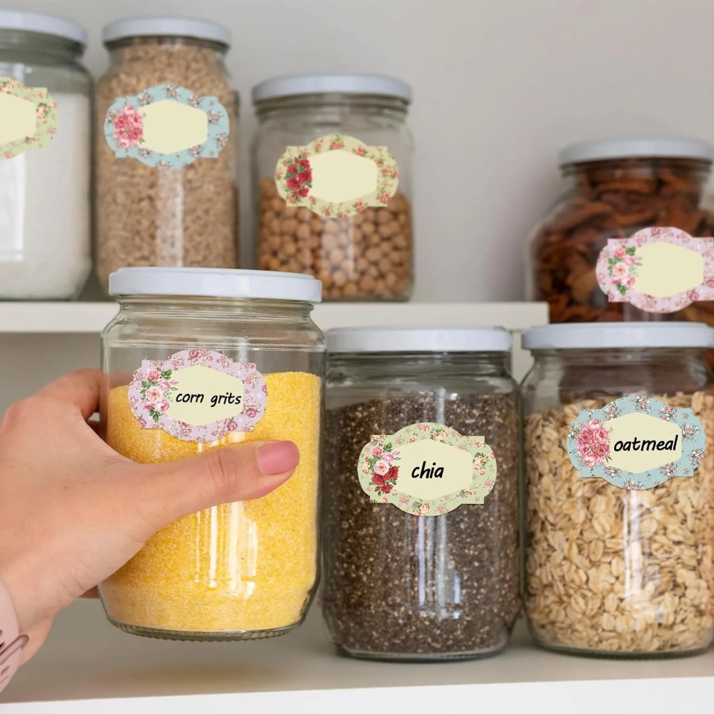 Food Storage Labels - 250pcs Flowers Name Labels Kitchen Blank