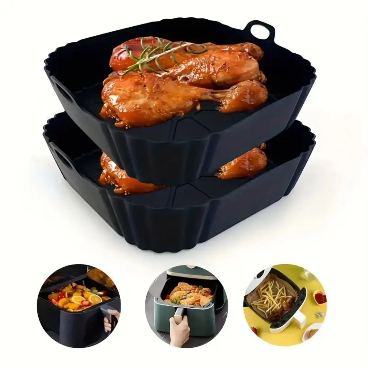 Reusable Air Fryer Silicone Po - огляд і ціна Food Storage With Dividers